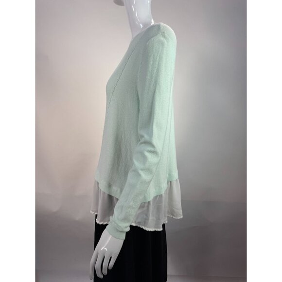 Cato Womens Mint Green Sweater With Sheer White Layered Hem Size S Lightweight - Picture 7 of 16